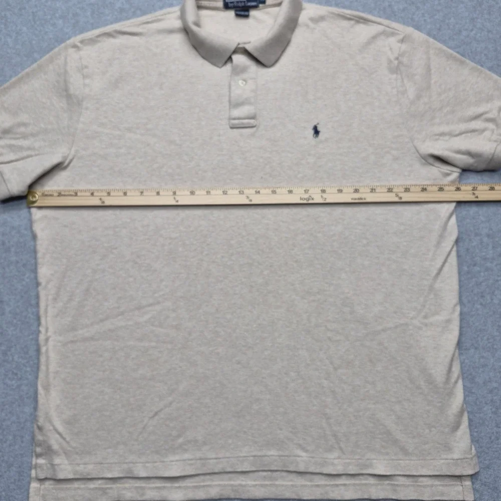 Polo Ralph Lauren Shirt Mens XL Beige Heather Pique Mesh Short Sleeve Pony Prep